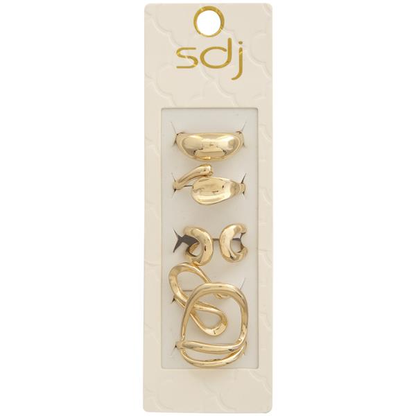 SDJ Abstract Design Mix Assorted Multi Ring Set