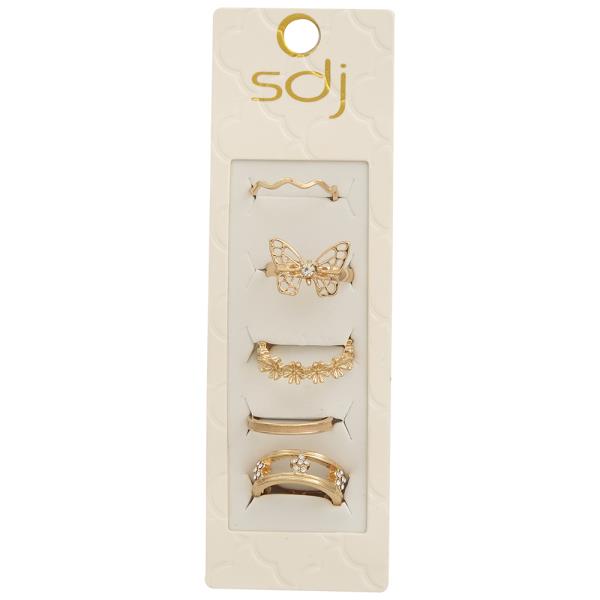 SDJ FLOWER BUTTERFLY MIX ASSORTED MULTI RING SET