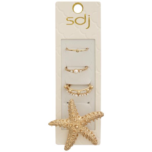 SDJ STARFISH PEARL MIX ASSORTED MULTI RING SET