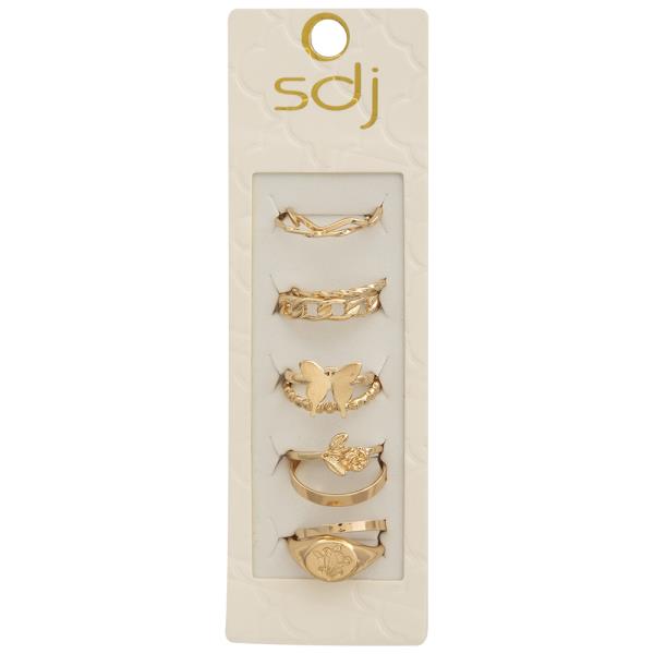 SDJ Nature Chain Mix Assorted Multi Ring Set