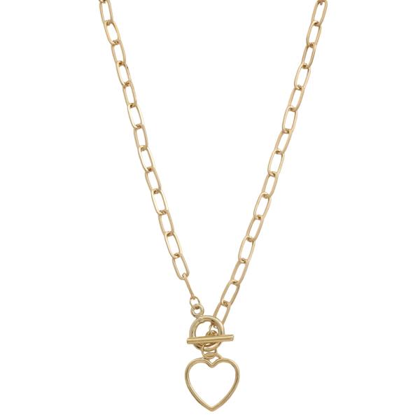 SDJ Heart Chain Link Toggle Necklace