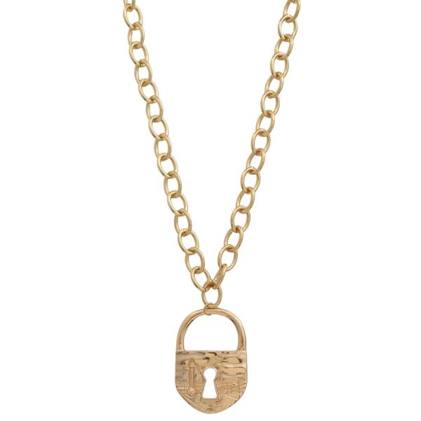 SDJ KEY LOCK PENDANT CHAIN LINK NECKLACE