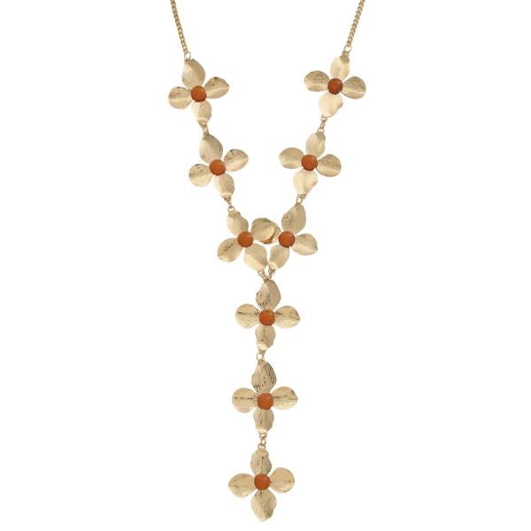 SDJ Floral Petal Y Shaped Lariat Necklace