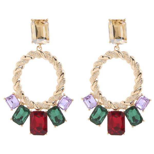 SDJ MULTICOLOR GEM TWISTED HOOP EARRING