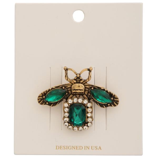 RHINESTONE CRYSTAL STONE BEE BROOCH