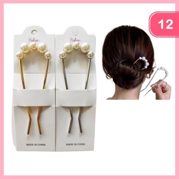 Pearl U Shape Hair Pin (12 Units)