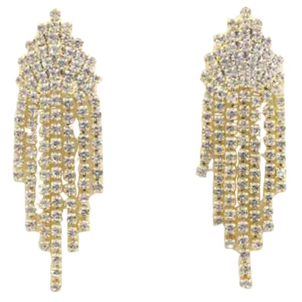 Rhinestone Linear Fringe Statement Drop Earring