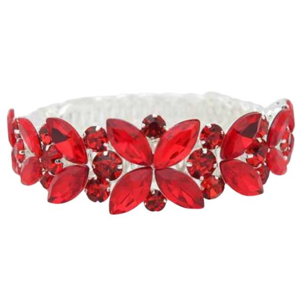 Rhinestone Marquise Floral Stretch Bracelet