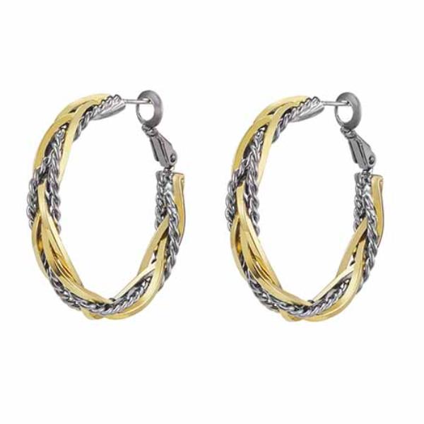TWO TONE  HOOP EARRING