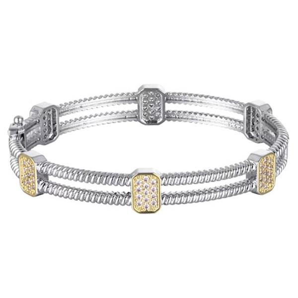 Two Tone CZ Bangle Bracelet