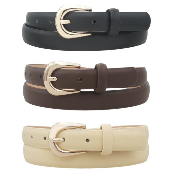 Flat Mini U Buckle Microsuede Trio Belt
