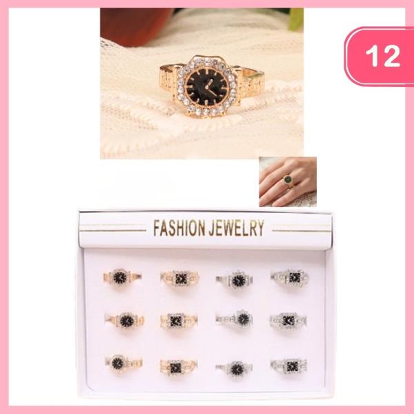 Rhinestone Watch Ring (12 Units)