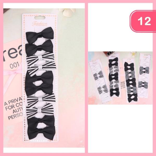 Mini Striped Solid Color Bow (12 Units)