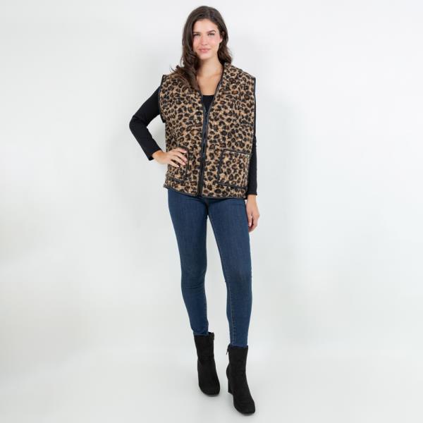 LEOPARD VEST W/ HOOD