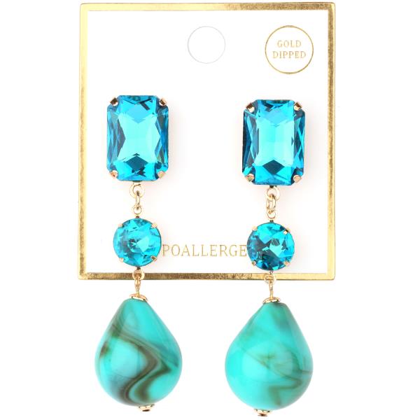 EPOXYSTONE RHINESTONE POST DANGLE EARRING