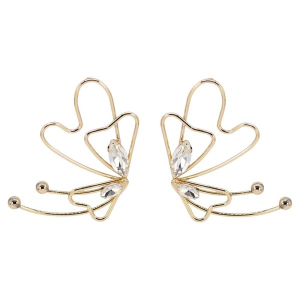 Metal Crystal Stone Butterfly Stud Earring