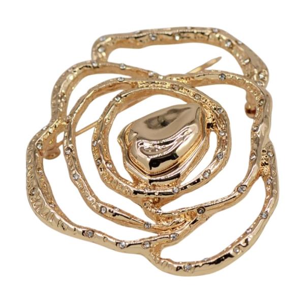 METAL ROSE ROSE BROOCH
