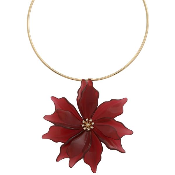 METAL RESIN FLOWER PENDANT COLLAR NECKLACE