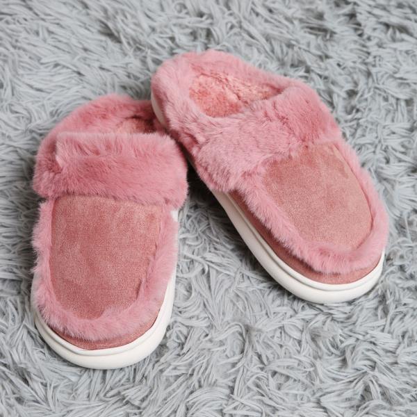 FAUX SUEDE FUZZY SLIPPER