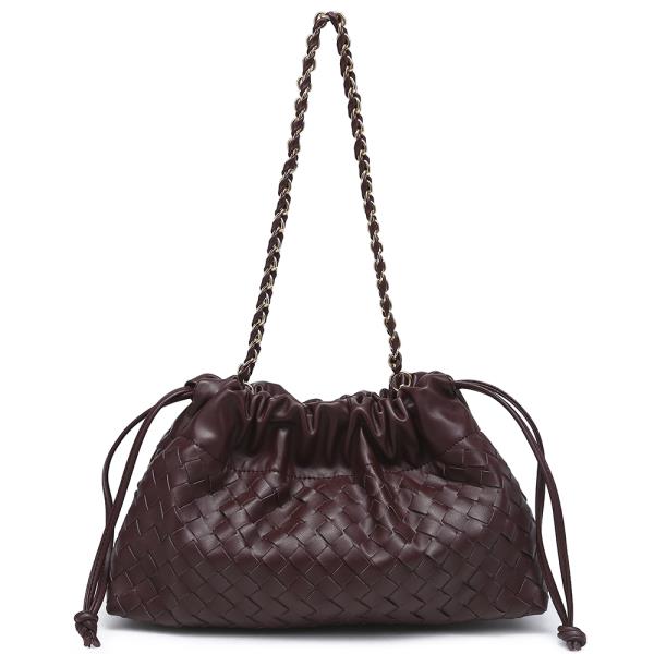 WOVEN TEXTURED DRAWSTRING SHOULDER BAG