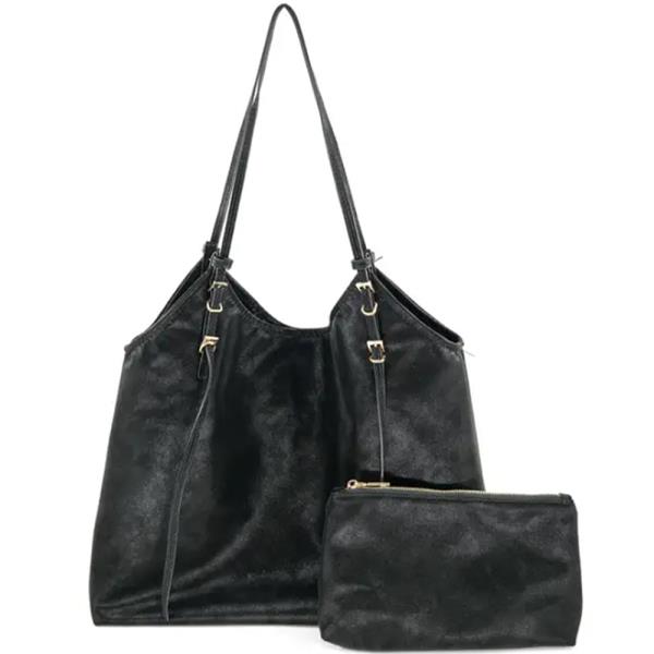 2IN1 SOFT TEXTURED SHOULDER TOTE BAG