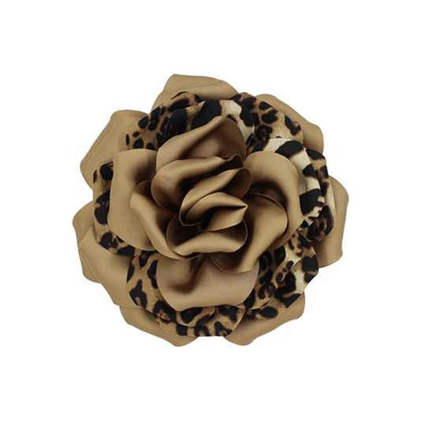 ANIMAL PRINT FABRIC ROSE BROOCH