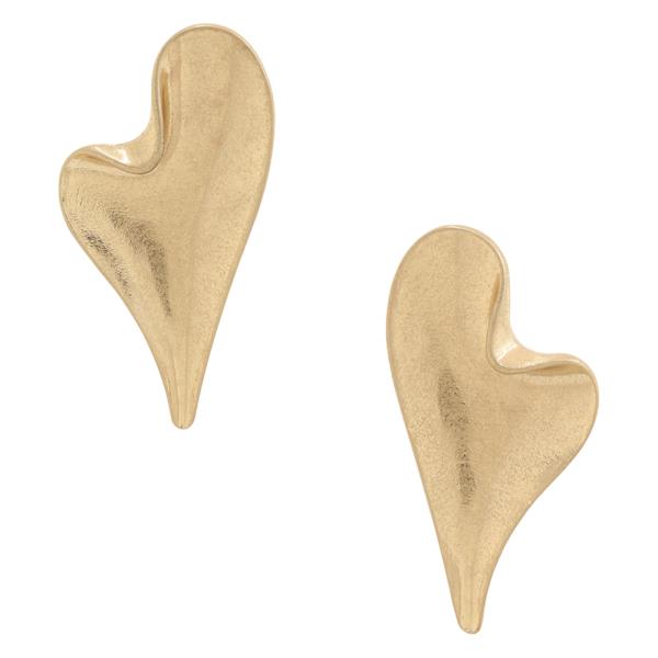 Worn Gold Large Heart Post Earring