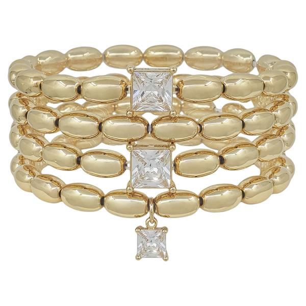 Oval CCB W Cubic Charm Stretch Bracelet