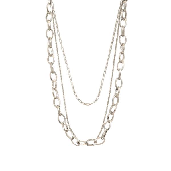SODAJO GOLD DIPPED BRASS CHUNKY OVAL LINK TRIPLE LAYER NECKLACE