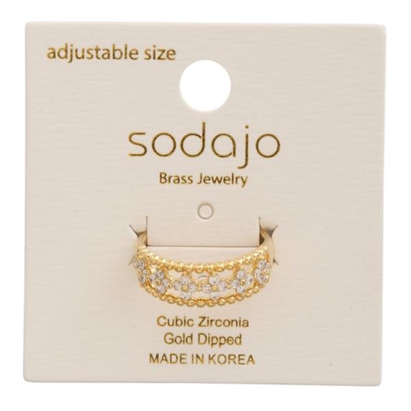 SODAJO CZ Gold Dipped Brass Band Adjustable Ring