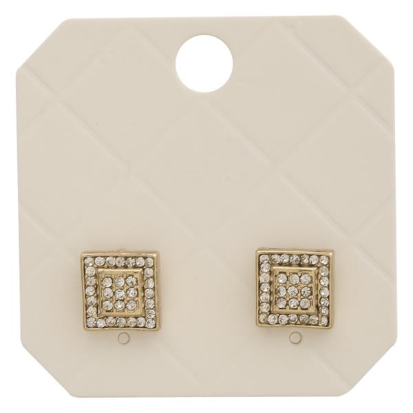 SQUARE RHINESTONE CZ STUD EARRING