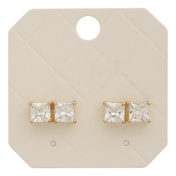 MINI SQUARE CZ STUD EARRING