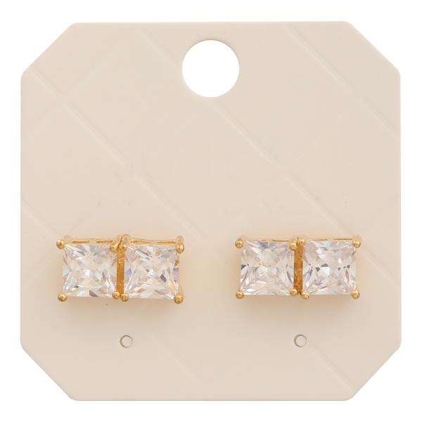 7MM SQUARE DOUBLE CZ EARRING