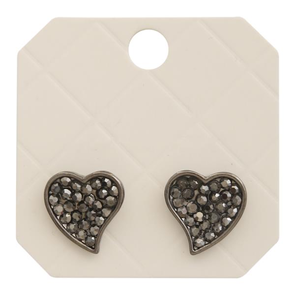 HEART BEZEL PAVE STUD EARRING