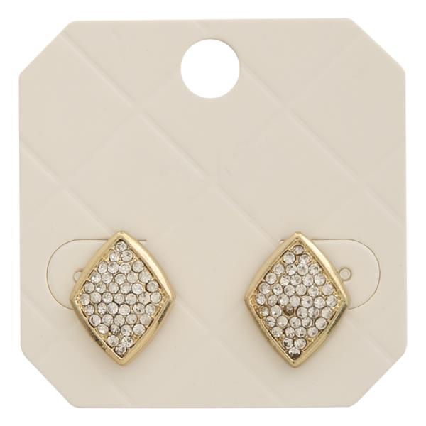 RHINESTONE CZ DIAMOND SHAPED STUD EARRING