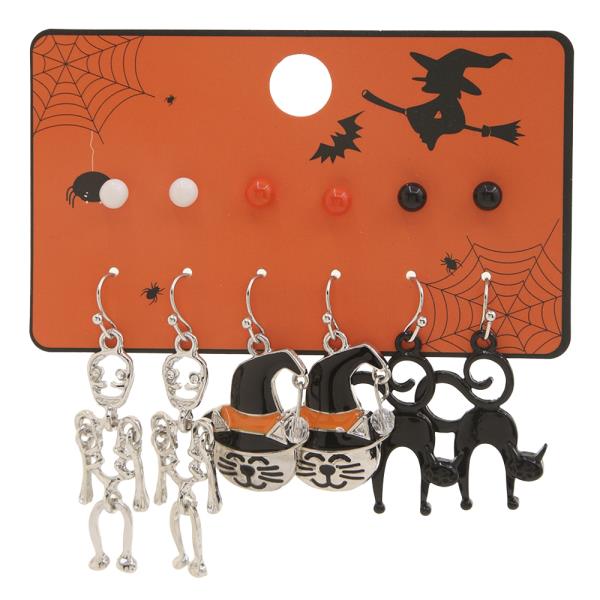 SKELETON CAT HALLOWEEN MULTI EARRING SET