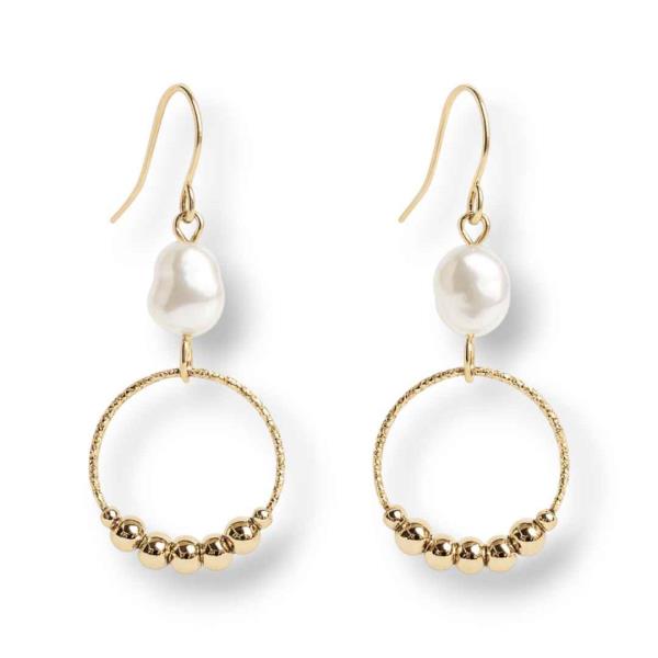 Pearl Hoop Dangle Earring