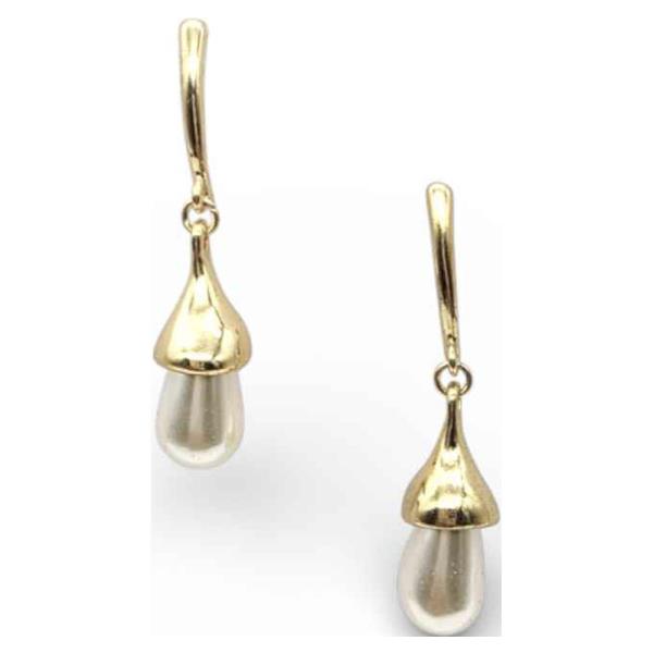 Curved Bar Pearl Drop Drop Earring