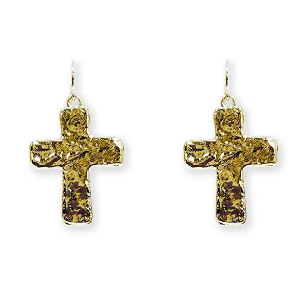 Hammered Cross Hook Earring