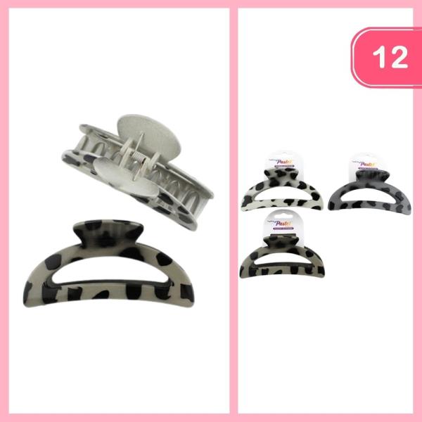 Curved Open Sided Hair Claw Clip (12 Units)
