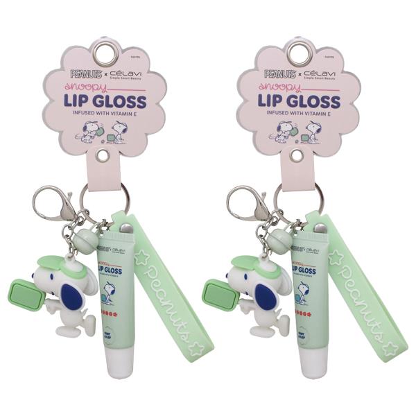 CELAVI X PEANUTS SNOOPY LIP GLOSS MINT JULEP W KEYCHAIN (2 UNITS)