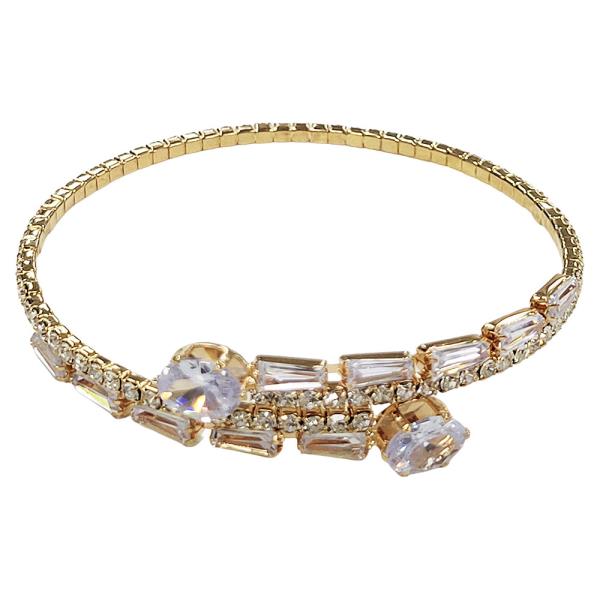 CZ Rhinestone Overlapping Cuff Bracelet