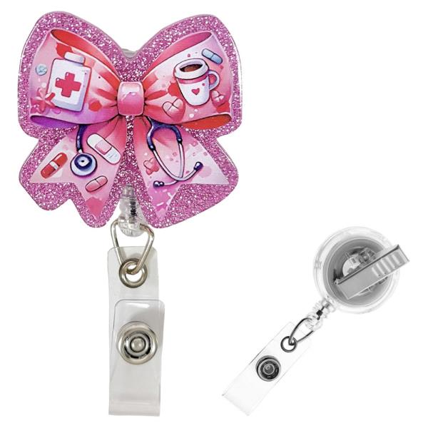 GLITTER MEDICAL BOW BADGE HOLDER
