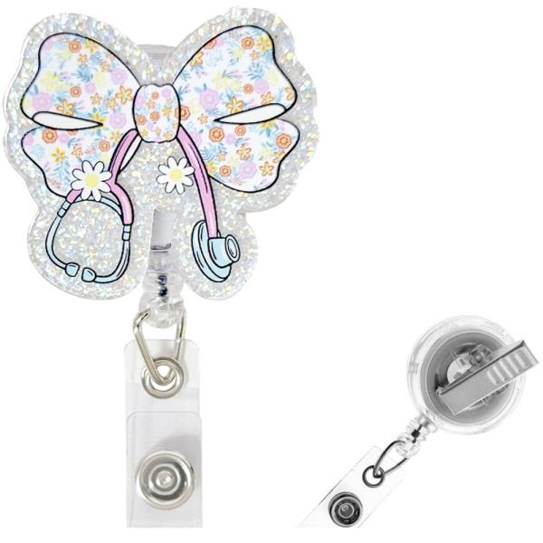 GLITTER MEDICAL BOW BADGE HOLDER