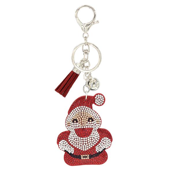 RHINESTONE SANTA SMILE KEYCHAIN