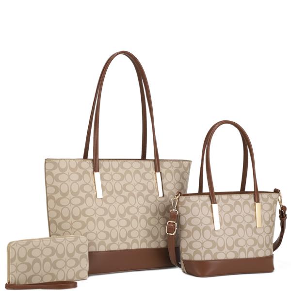 3IN1 Monogram Tote Bag W Mini Bag Wallet Set