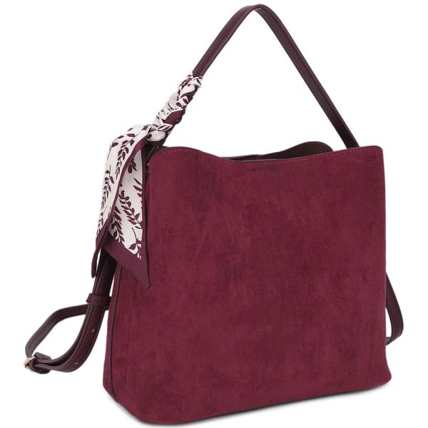 CHIC SUEDE TEXTURED SCARF TOTE BAG