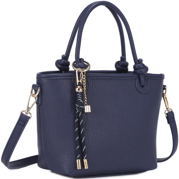 STYLISH TEXTURED DECORATIVE TASSEL CHARM TOTE BAG