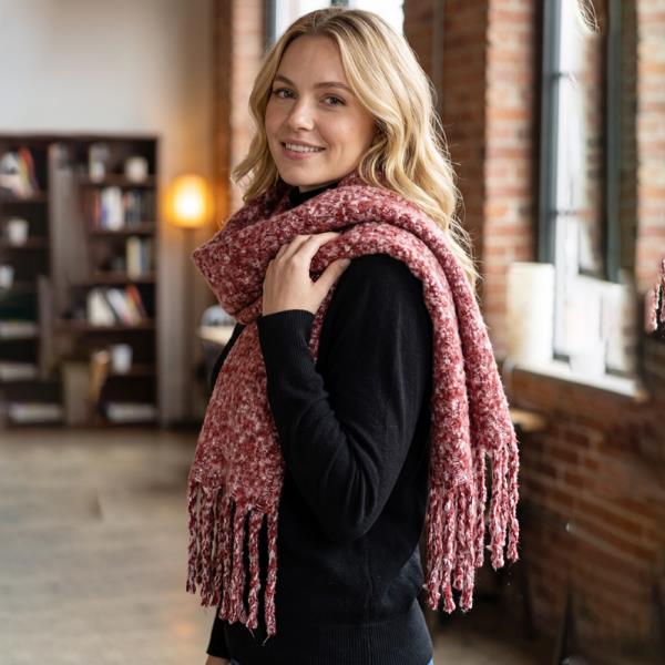 OVERSIZED MELANGE EFFECT BRUSHED FRINGE SCARF