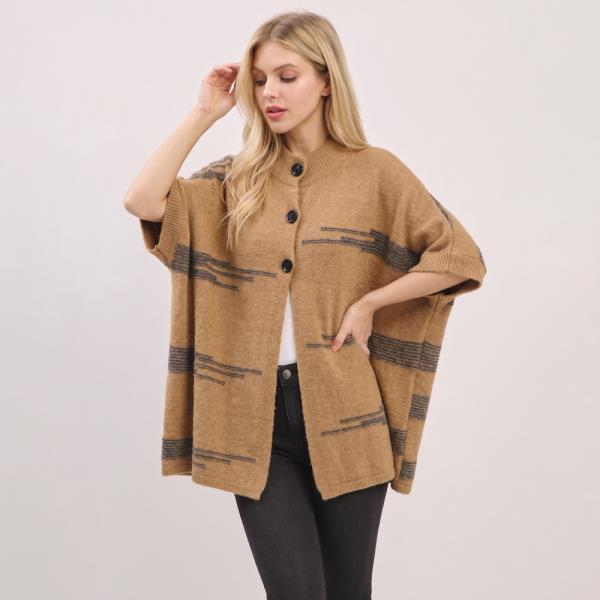 ABSTRACT DASHES KNIT PONCHO CARDIGAN
